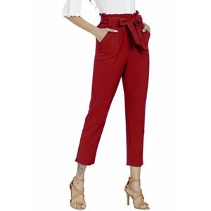 Wine red high waisted pants